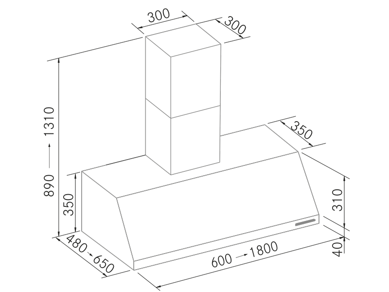 Range Hoods - Keops SP Inox - Technical design